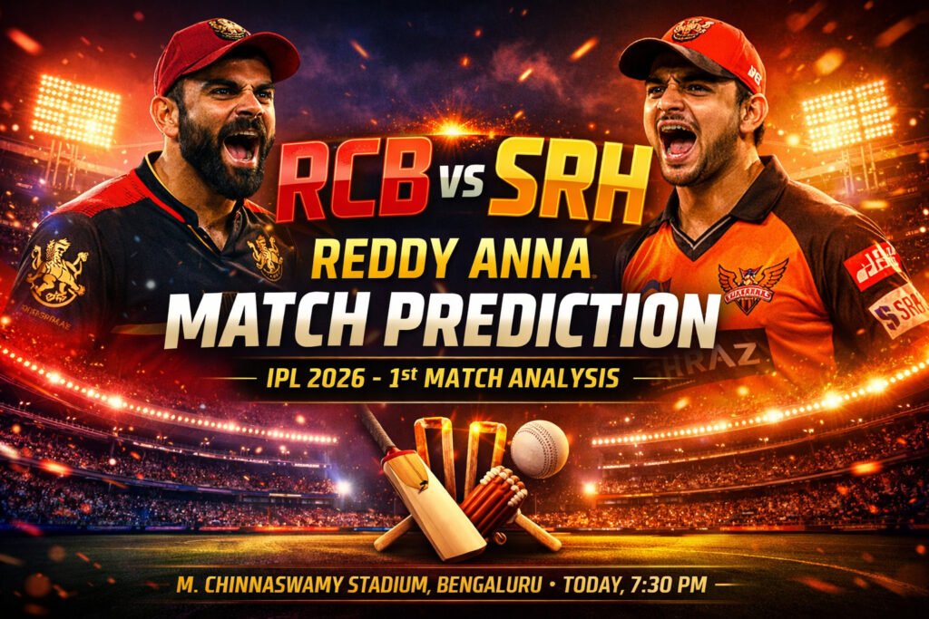 RCB vs SRH Reddy Anna Match Prediction for IPL 2026 1st Match Analysis